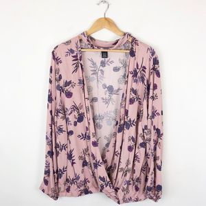 Torrid Floral Wrap Collar Blouse